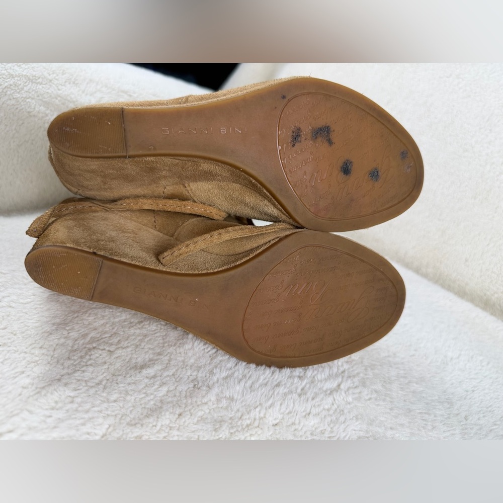 Gianni Bini Camel Suede Wedge Ankle Boots - Picture 11 of 11